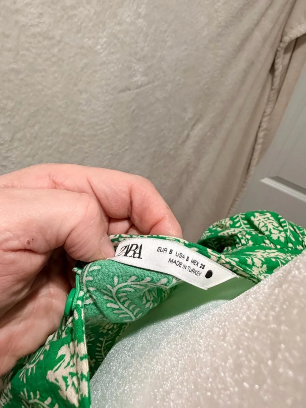 Zara matching set green print crop blouse wide leg pants S resort chic - Picture 11 of 11